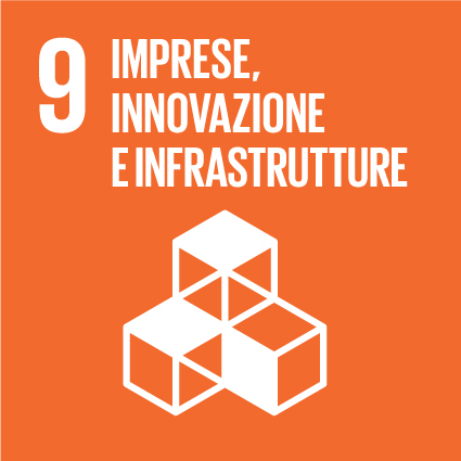 Logo dell’Obiettivo 9 dell’Agenda 2030: Imprese, innovazioen e infrastrutture.