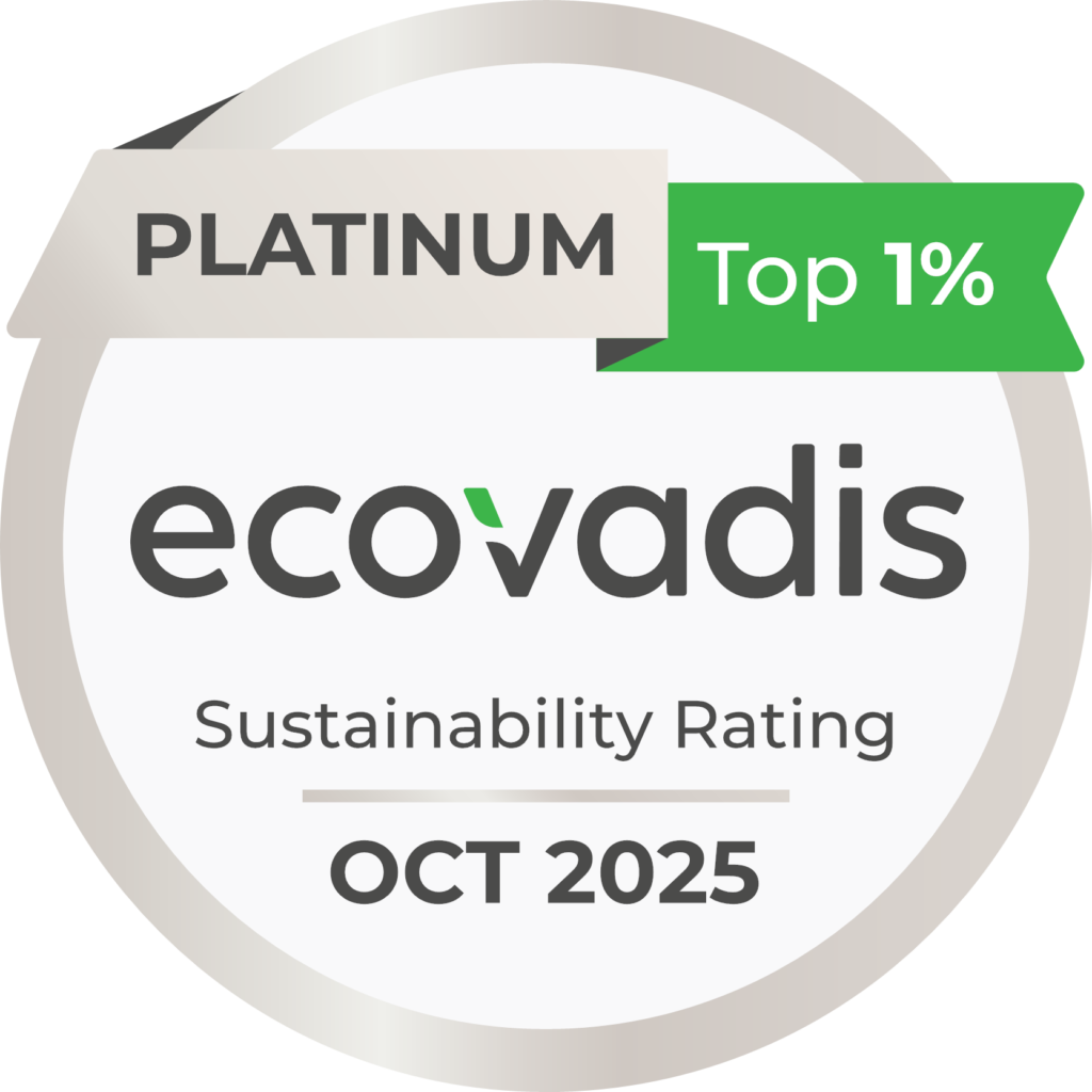 Riconoscimento medaglia PLATINO rilasciato da ecovadis in Ottobre 2025