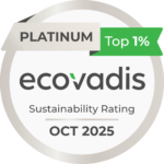 Riconoscimento medaglia PLATINO rilasciato da ecovadis in Ottobre 2025